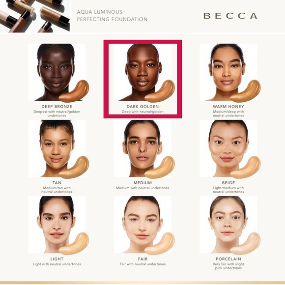 BECCA Dark Golden Aqua Luminous Perfecting Buildable Foundation NIB - Picture 5 of 8